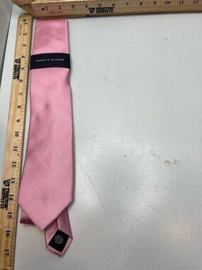 Tommy Hilfiger Necktie Boys Shiny Pink Polyester Skinny Slim Casual Party Formal